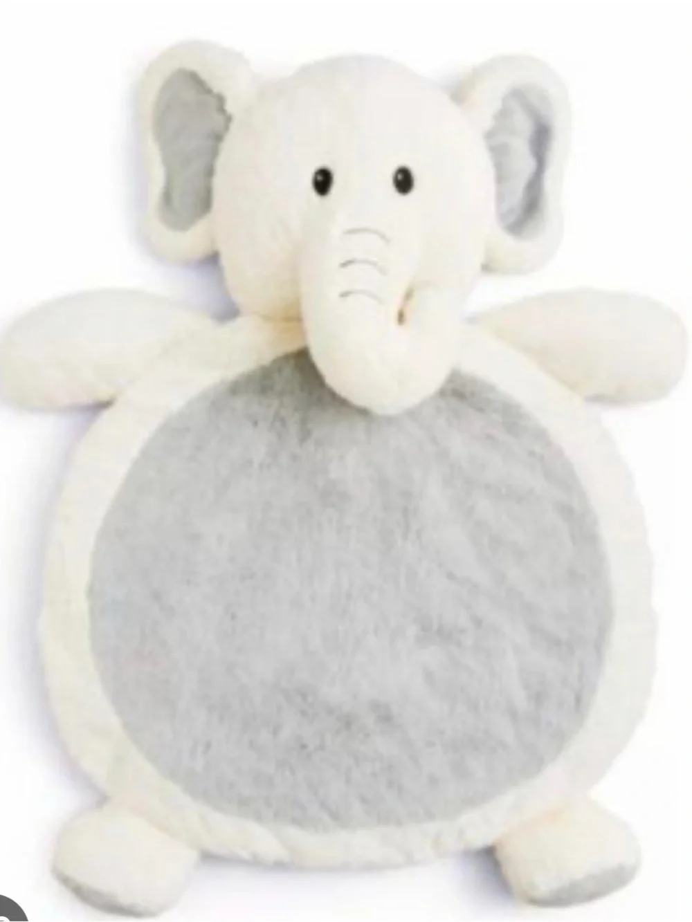 Plush Elephant Baby Play Mat - Soft Gray & Cream